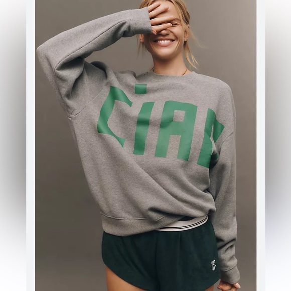 Clare V Tops - Clare V Melange Oversized Sweatshirt in Gray Grey